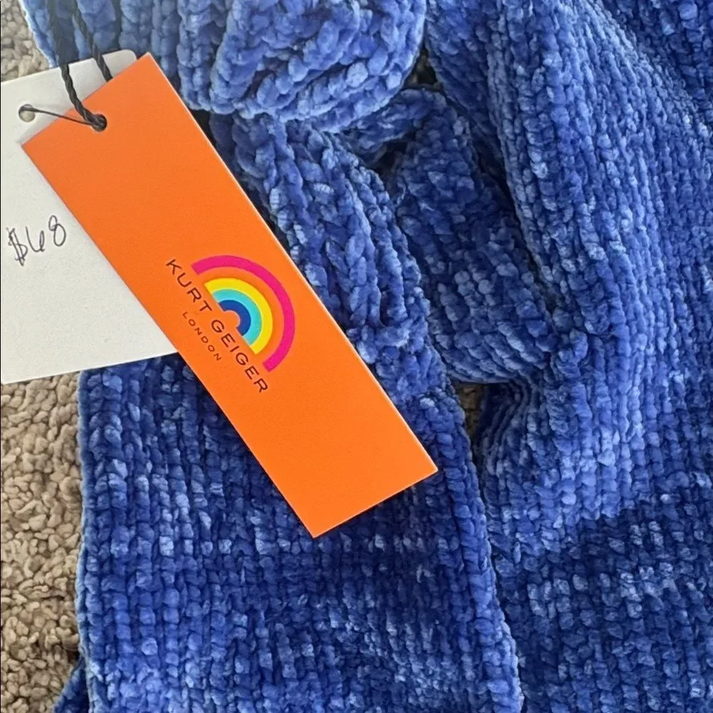 NWT Kurt Geiger Chenille Kensington Gloves In Blue